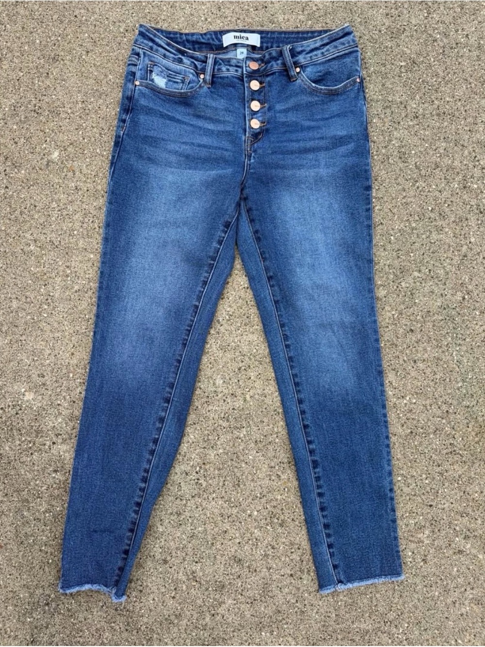 Mica High-Rise Button-Fly Skinny Jeans - Blue